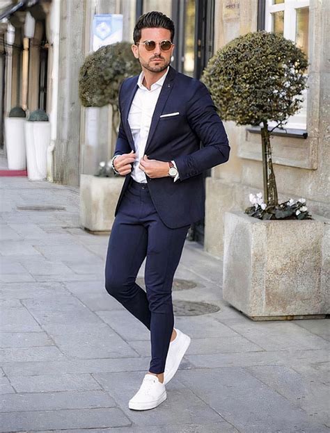 casual suits with sneakers.